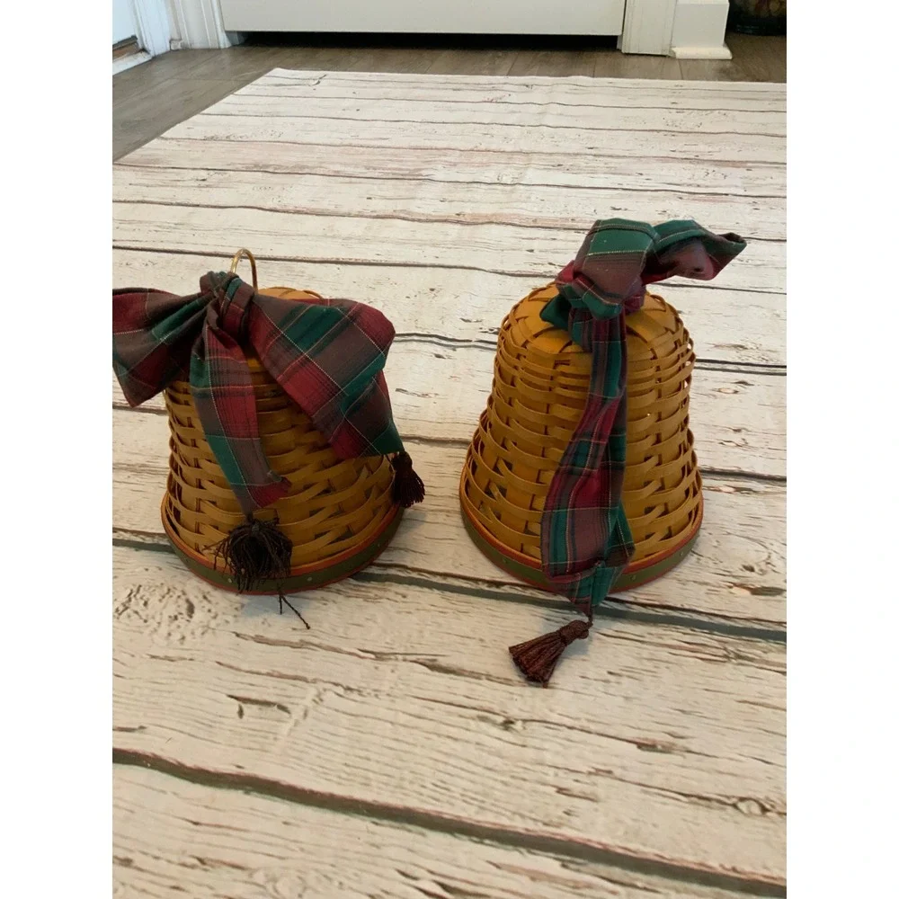 Longaberger 2000 Century Celebration Noel Bell Baskets Set of 2 with Stand